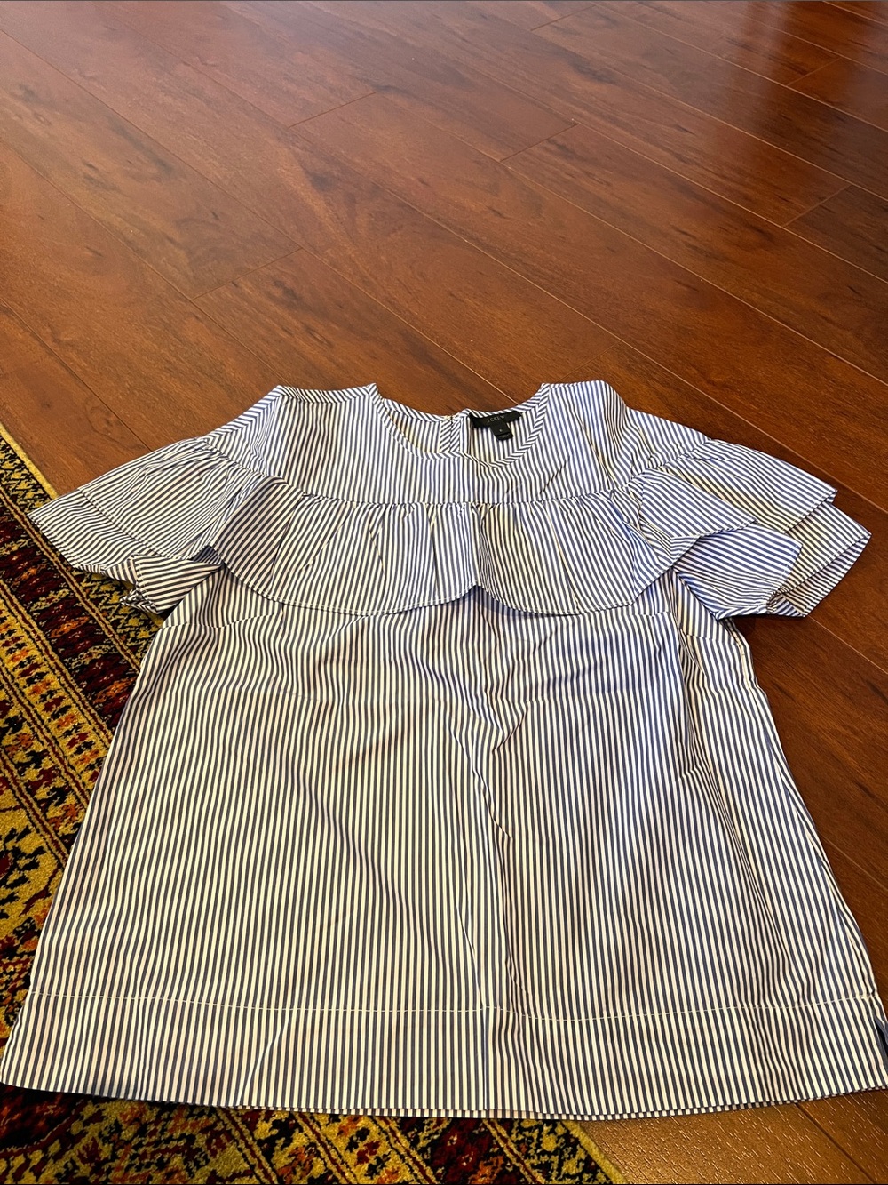 J. Crew striped poplin ruffle top